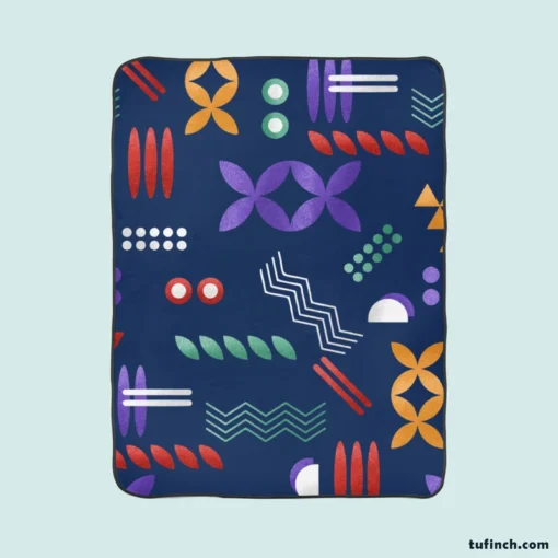 Geometric Colorful Pattern with Grain Texture Fleece Blanket 1