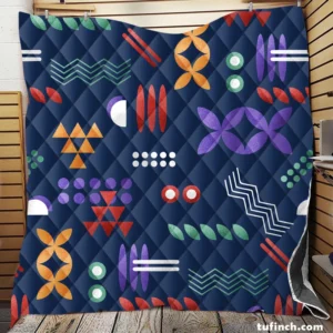 Geometric Colorful Pattern with Grain Texture Quilt Blanket