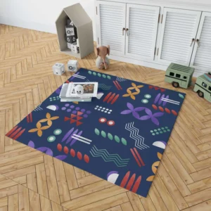 Geometric Colorful Pattern with Grain Texture Rug 1