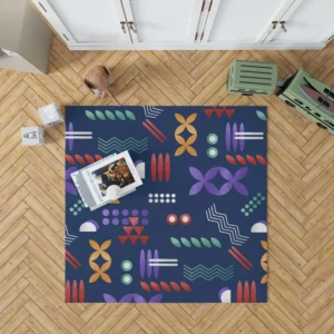 Geometric Colorful Pattern with Grain Texture Rug