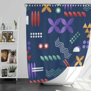 Geometric Colorful Pattern with Grain Texture Shower Curtain