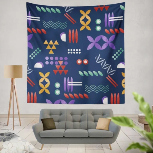 Geometric Colorful Pattern with Grain Texture Wall Tapestry