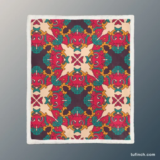 Geometric Design Pattern Sherpa Fleece Blanket 1