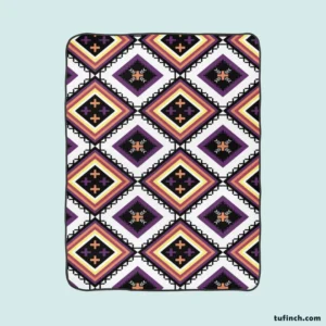 Geometric Ethnic Ikat Pattern Fleece Blanket 1