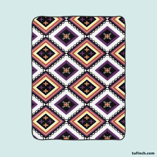 Geometric Ethnic Ikat Pattern Fleece Blanket 1