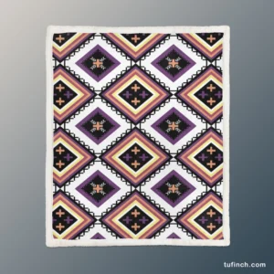 Geometric Ethnic Ikat Pattern Sherpa Fleece Blanket 1