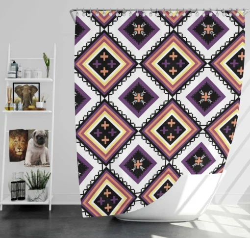 Geometric Ethnic Ikat Pattern Shower Curtain