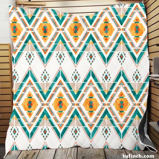 Geometric Ethnic Illustration Quilt Blanket