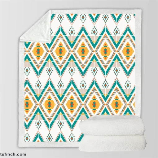 Geometric Ethnic Illustration Sherpa Fleece Blanket