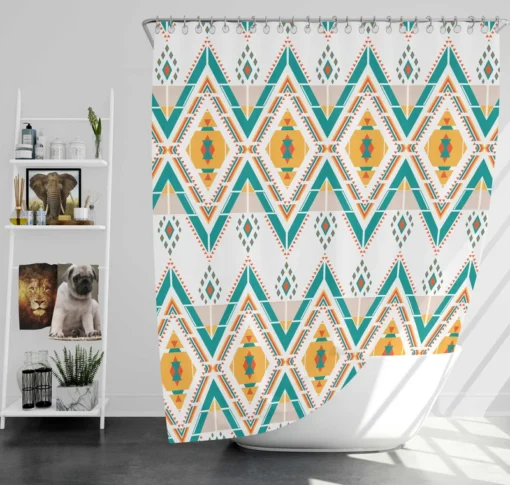 Geometric Ethnic Illustration Shower Curtain