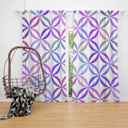 Geometric Floral Gradient Pattern Curtain