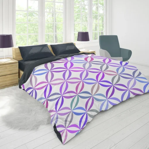 Geometric Floral Gradient Pattern Duvet Cover 1