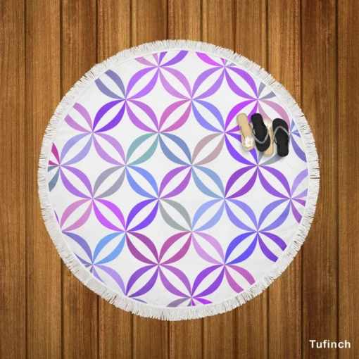 Geometric Floral Gradient Pattern Round Beach Towel