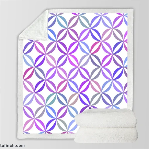 Geometric Floral Gradient Pattern Sherpa Fleece Blanket