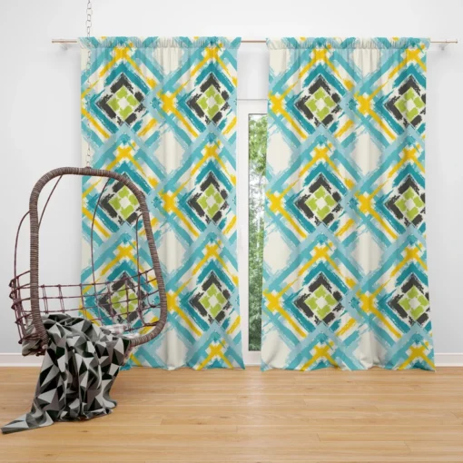 Geometric Ikat Abstract Design Curtain