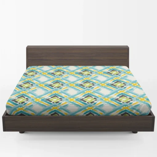 Geometric Ikat Abstract Design Fitted Sheet 1