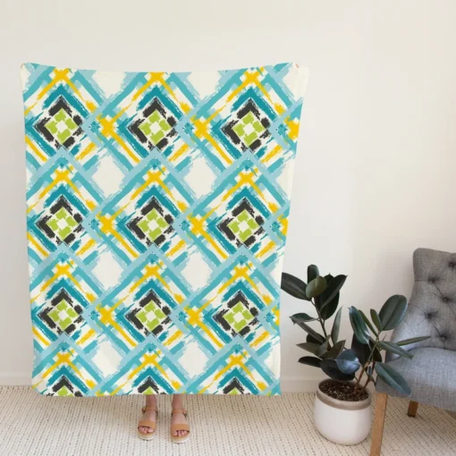 Geometric Ikat Abstract Design Fleece Blanket