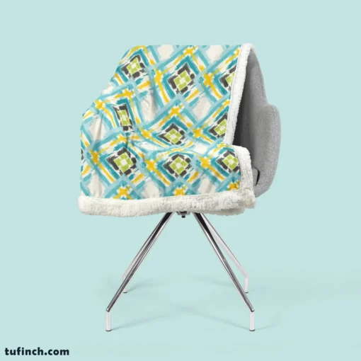 Geometric Ikat Abstract Design Sherpa Fleece Blanket 2