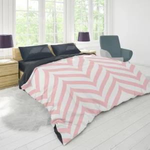 Geometric Ornament With Pink Stripes Duvet Cover 1