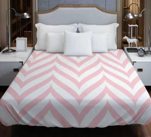 Geometric Ornament With Pink Stripes Duvet Cover