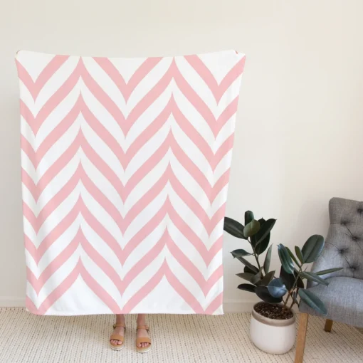 Geometric Ornament With Pink Stripes Fleece Blanket