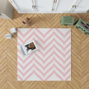 Geometric Ornament With Pink Stripes Rug