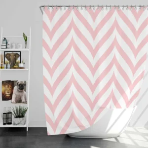 Geometric Ornament With Pink Stripes Shower Curtain