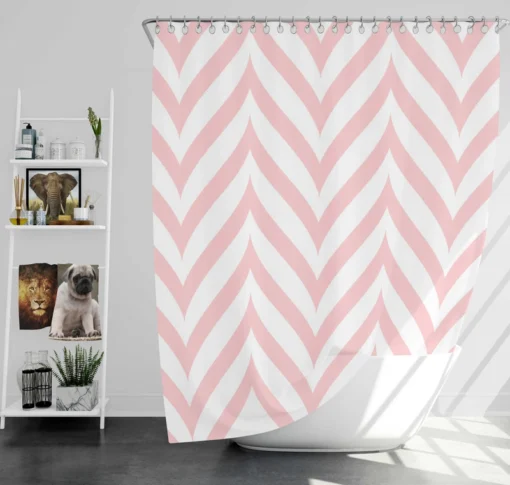 Geometric Ornament With Pink Stripes Shower Curtain