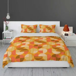 Geometric Pattern on Dark Orange Background Bedding Set 2