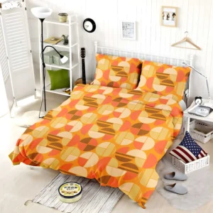 Geometric Pattern on Dark Orange Background Bedding Set