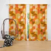 Geometric Pattern on Dark Orange Background Curtain