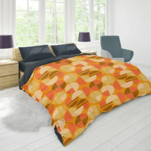 Geometric Pattern on Dark Orange Background Duvet Cover 1