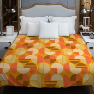 Geometric Pattern on Dark Orange Background Duvet Cover