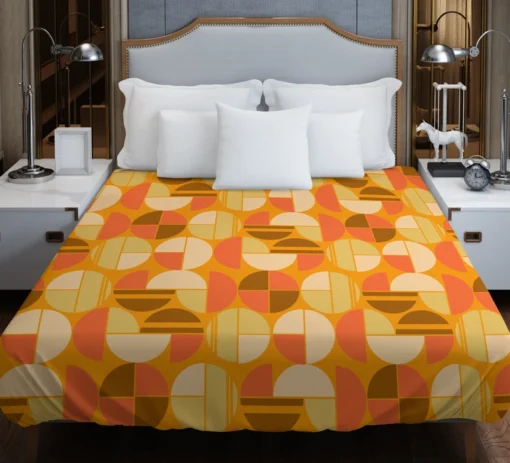 Geometric Pattern on Dark Orange Background Duvet Cover