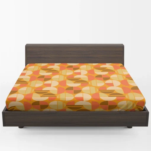 Geometric Pattern on Dark Orange Background Fitted Sheet 1