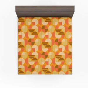 Geometric Pattern on Dark Orange Background Fitted Sheet