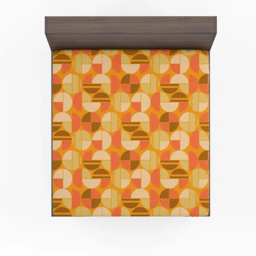 Geometric Pattern on Dark Orange Background Fitted Sheet