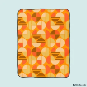 Geometric Pattern on Dark Orange Background Fleece Blanket 1