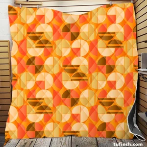 Geometric Pattern on Dark Orange Background Quilt Blanket