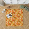 Geometric Pattern on Dark Orange Background Rug