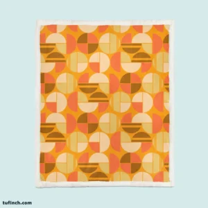 Geometric Pattern on Dark Orange Background Sherpa Fleece Blanket 1