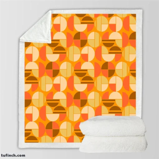 Geometric Pattern on Dark Orange Background Sherpa Fleece Blanket