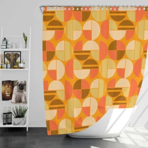 Geometric Pattern on Dark Orange Background Shower Curtain