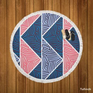 Geometric Tribal Mosaic Pattern Round Beach Towel