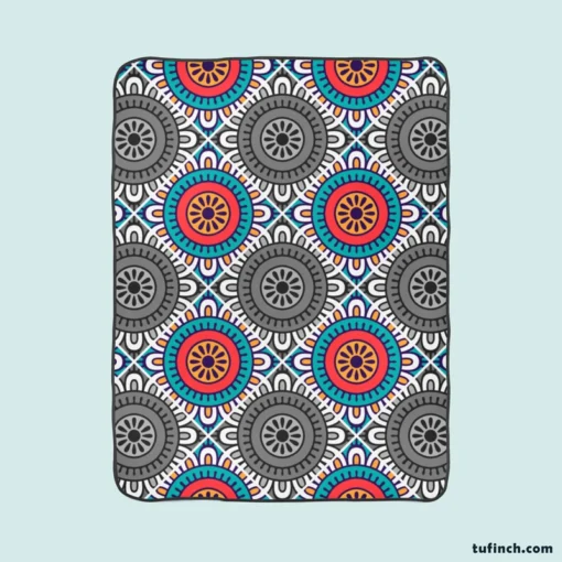 Geometrical Tile Design Fleece Blanket 1