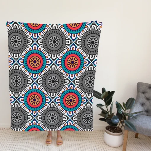 Geometrical Tile Design Fleece Blanket