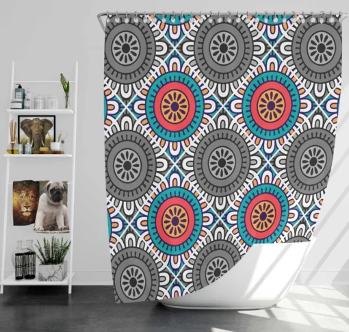 Geometrical Tile Design Shower Curtain