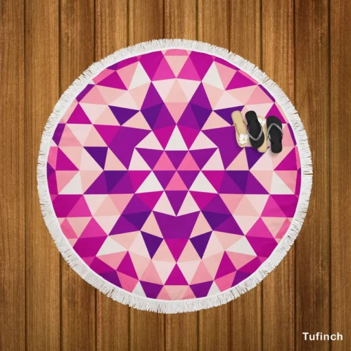 Geometrical Triangle Kaleidoscope Round Beach Towel