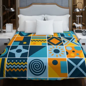 Geometrics Blue Yellow Design Duvet Cover