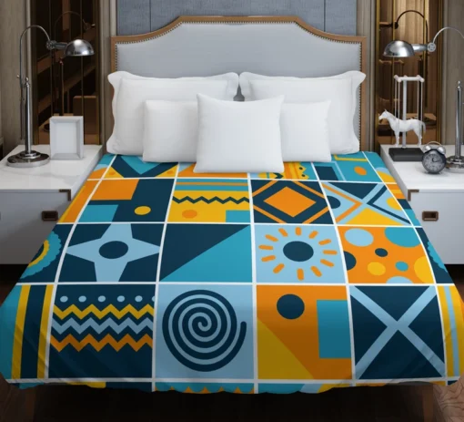 Geometrics Blue Yellow Design Duvet Cover